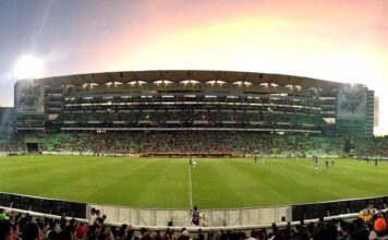 Grossstadt Torreon in Coahuila mit Fussballstadion von Santos Laguna